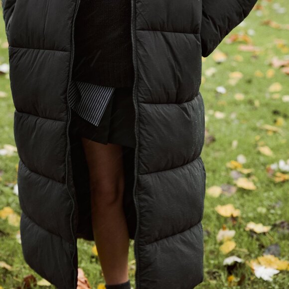 ZARA LONG ANORAK WATER AND WIND PROTECTION PUFFER Black NWT - Picture 4 of 7